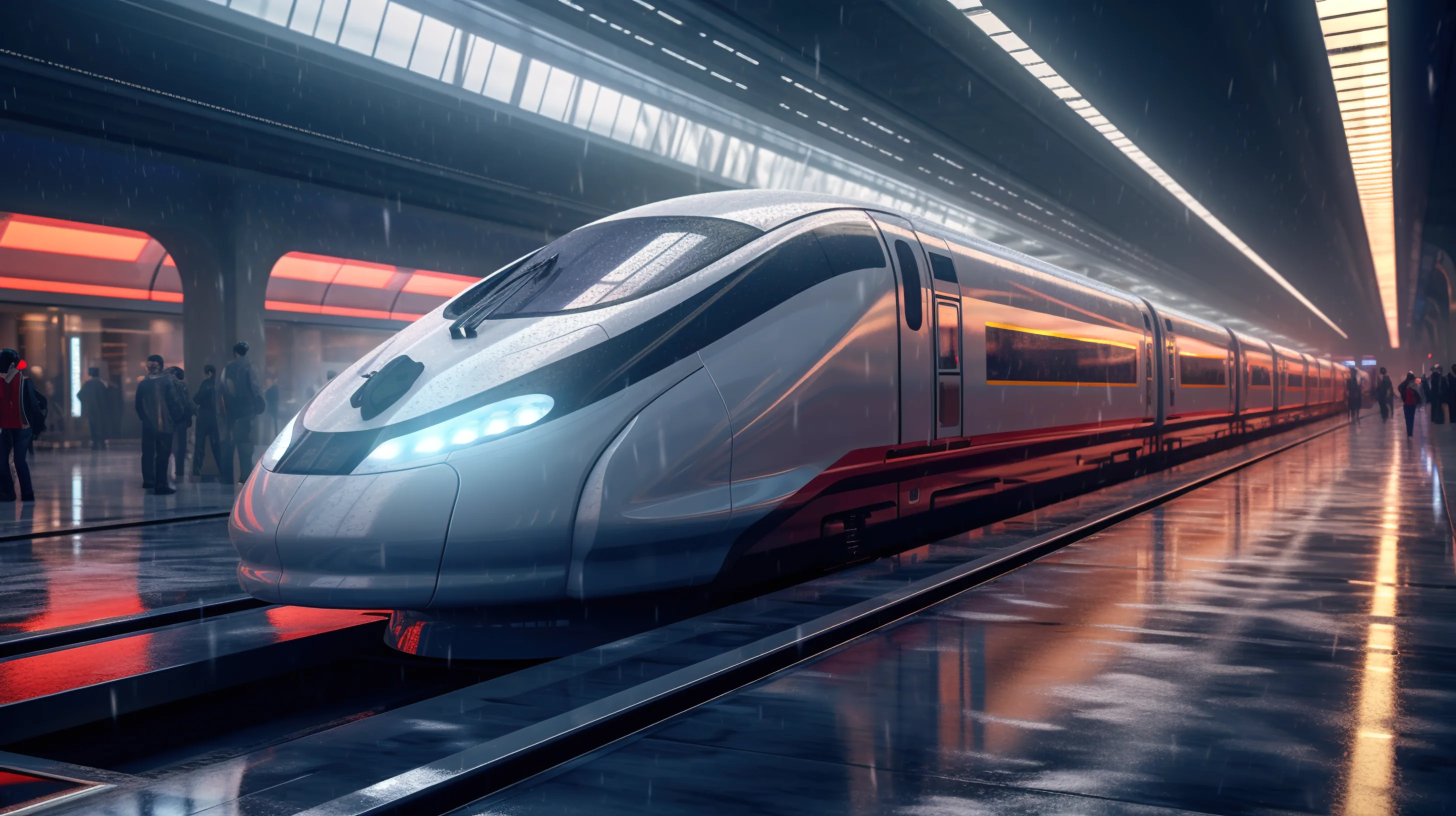 Illustrative public transit train scene
